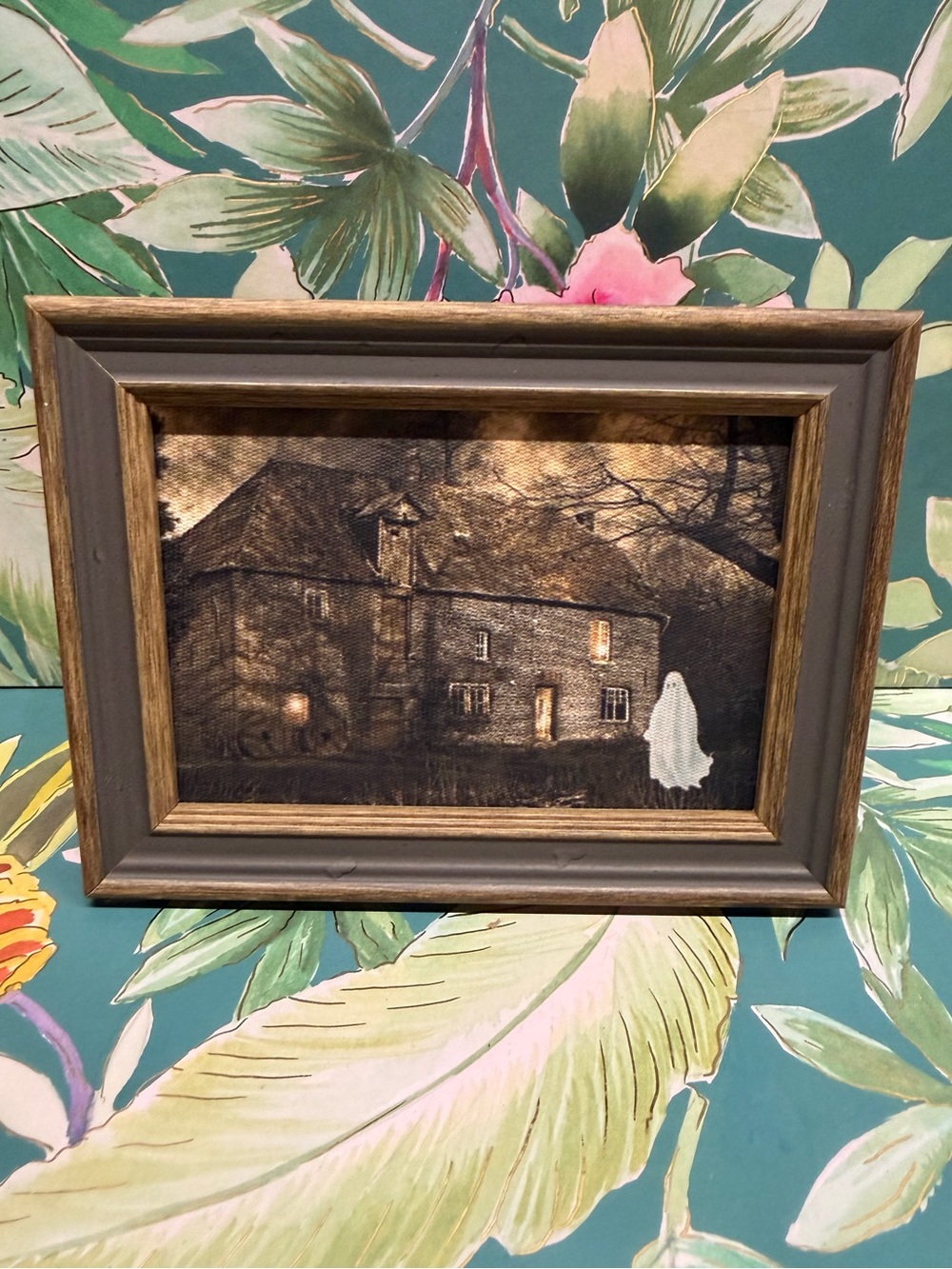 Ghost Haunted House Framed Wall Art Halloween Gothic Spooky Decor